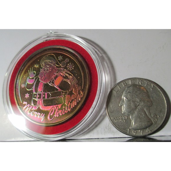 Santa Winking OKAY Copper Medallion - Picture 3 of 5